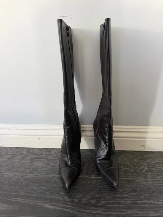 Dark brown Knee-High Pointed Toe Women's Boots