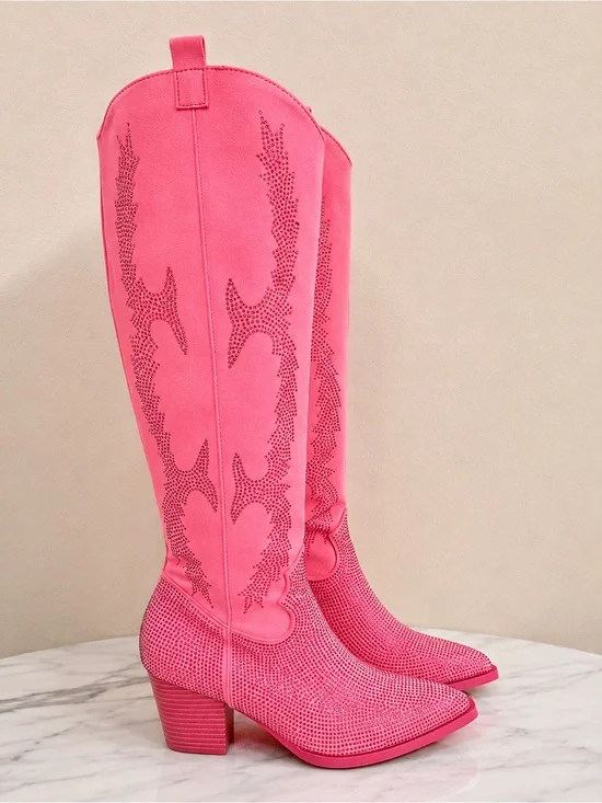 Southern Fried Chics Hot Pink Rhinestone Cowboy Boots Western Sparkle Size 11