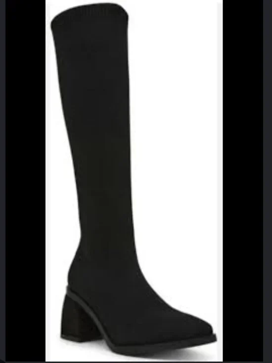 Anne Klein Alina Knee-High Boots – Black Knit – Size 6 (BNWT)