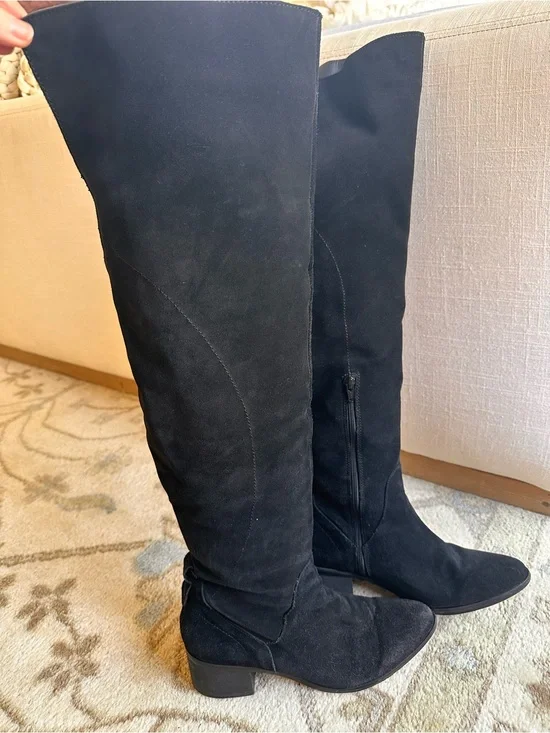 Steve Madden Black Suede Over the Knee OTK Boots Size 9 Leather