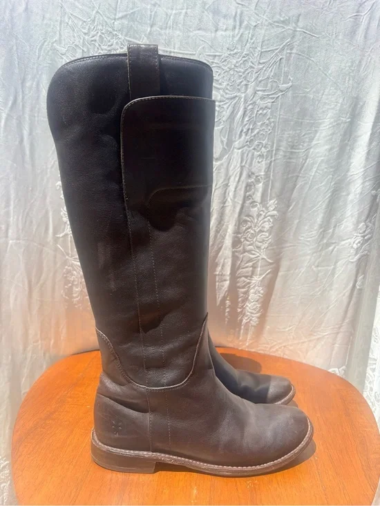 Frye Brown Leather Paige Tall Riding Boots