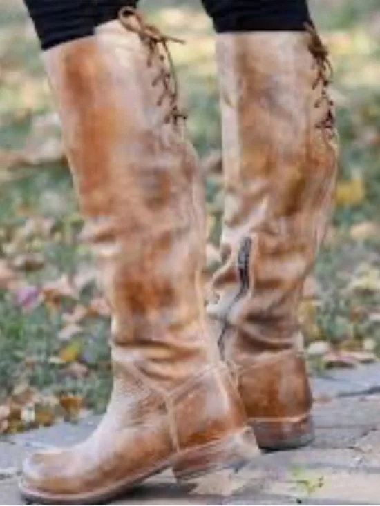 Bed Stu Women's Manchester Tall  Leather Riding Boots in Distressed Tan size 7.5