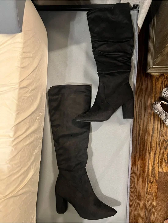 Charlotte Russe Black Over-the-Knee Block Heel Boots