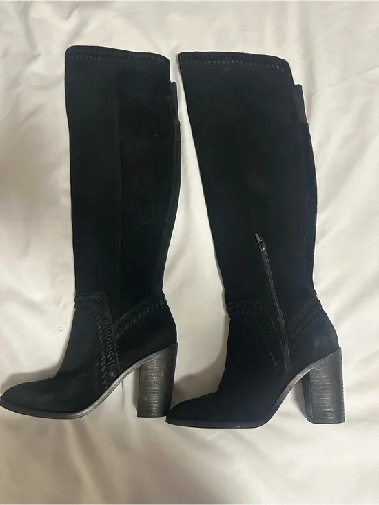 Vince Camuto Madolee Womens Black leather Over-the-Knee Block Heel Boots size 9