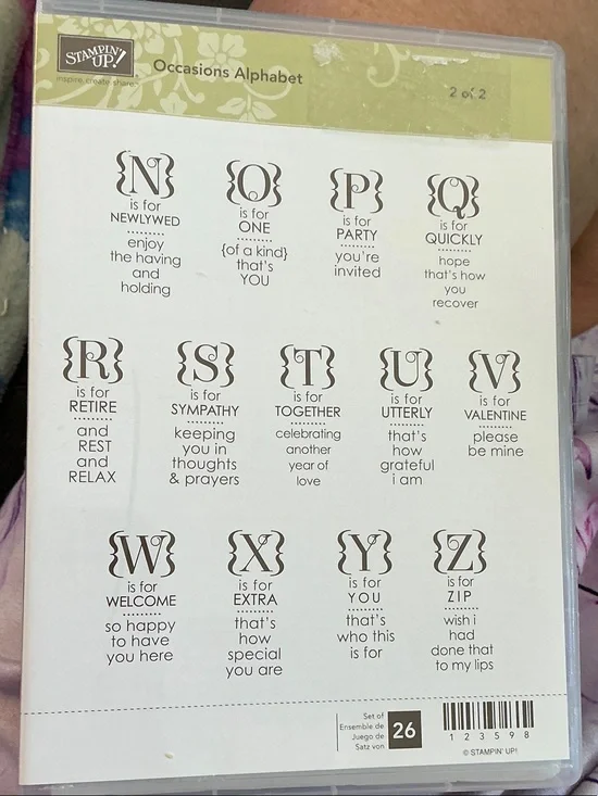 Stampin' Up! Occasions Alphabet Clear Stamp Set - Green and White