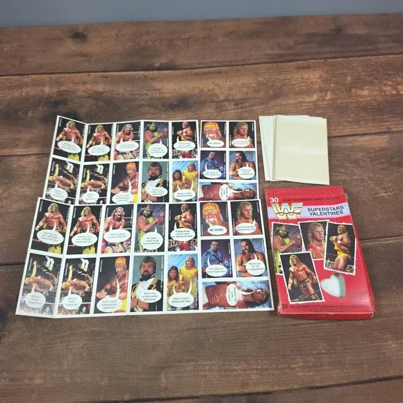 WWF Superstars Valentines Kids OS Red Good 1991 Hulk Hogan Macho Man Retro