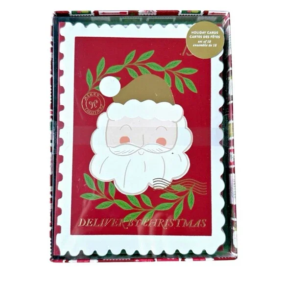 Fringe Studio Delivery By Christmas Box of 12 Cards & Envelopes Santa Claus