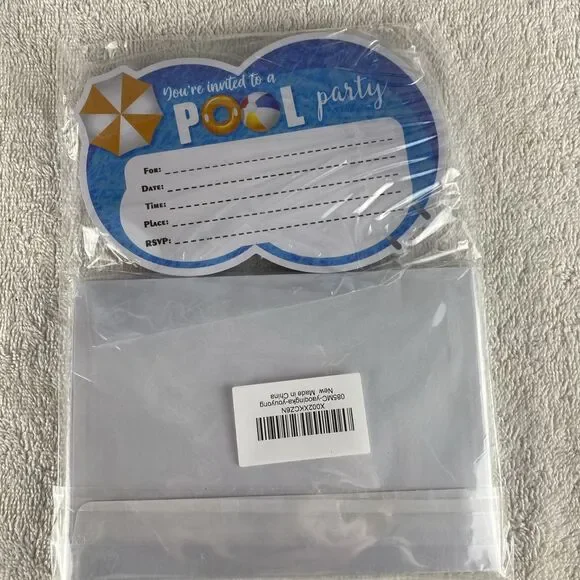 Set Of 30 Pool Party Summer Birthday Party Invitations With Envelopes