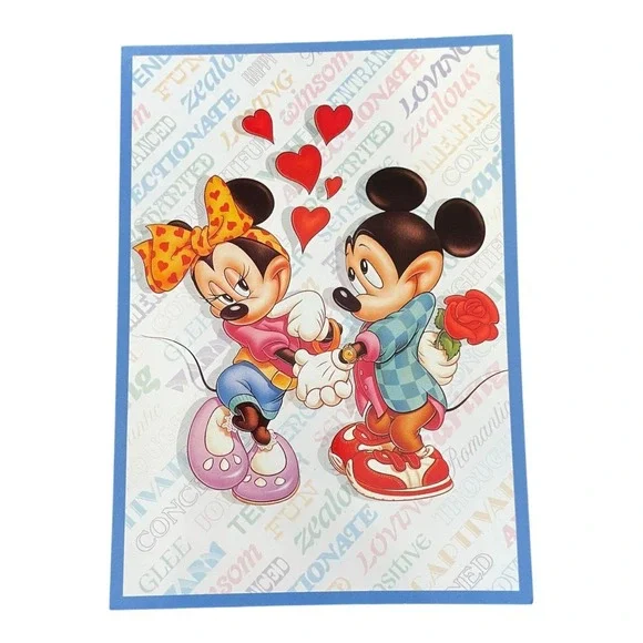Disney Mickey Minnie Mouse Valentine Postcard OSP Line American-Modern Romance