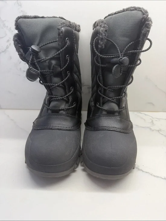 all in motion Black Kids Snow Boots with Faux Fur Trim