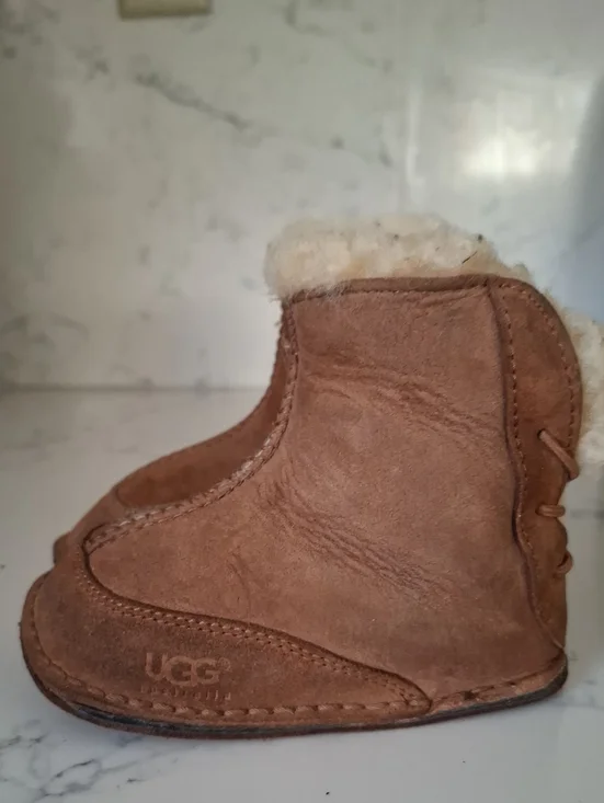 UGG Baby Chestnut Suede Shearling-Lined Slippers