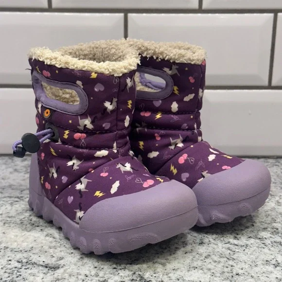 Bogs Kids Infants 7 Unicorn Lightning Cloud Purple Waterproof Winter Boots‎ Snow