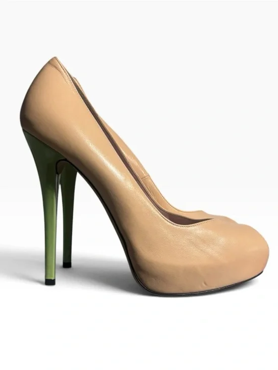 Stuart Weitzman Victoria Leather Colorblock Peep-Toe Platform Stiletto Pumps