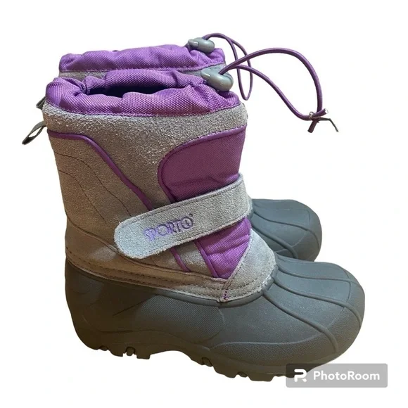 Sporto Winter Snow Boots Sz 13 Purple Gray Insulated Kids Girls Youth
