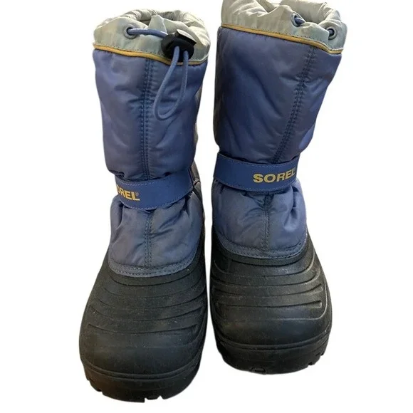 Sorel Snow Trooper Boots Kids Size 5 Blue Black NY1615-548 Good Insulated Winter