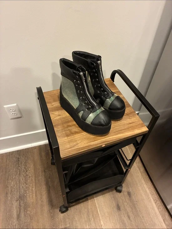Demonia Black and Iridescent Platform Sneakers - Women's Fashion Boots