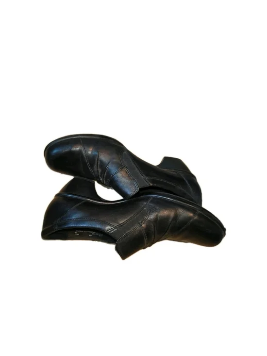 Clarks Black Leather Platform Slip-On Heels