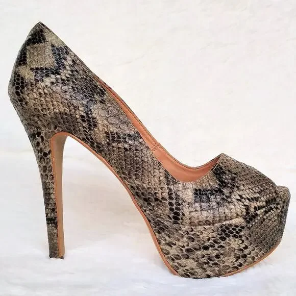 Marlene Fantini Faux Snakeskin Platform Pump