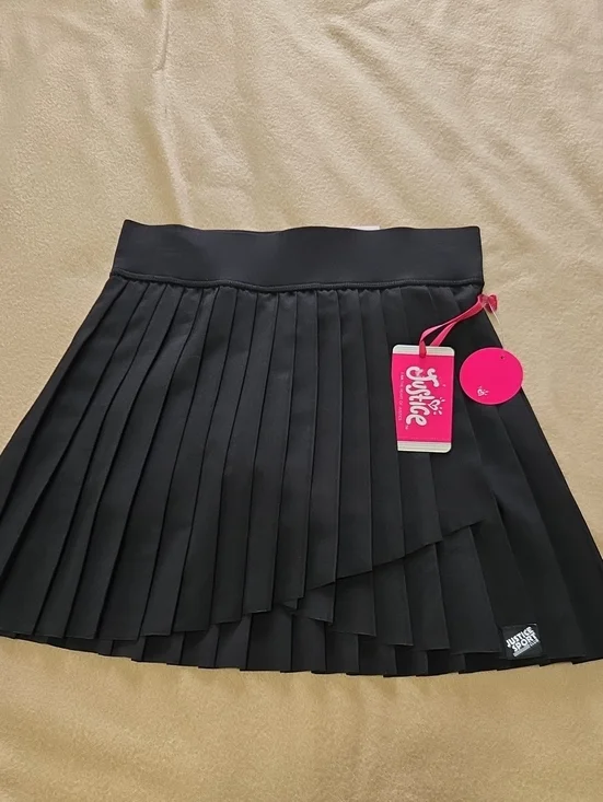 Justice Black Pleated Circle Skirt