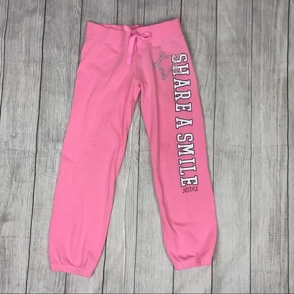 Justice pink sweatpants w/rhinestones size 10 girl