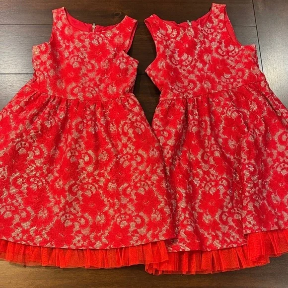 Justice Red and Silver Kids Formal Dresses Sz 7 and 8