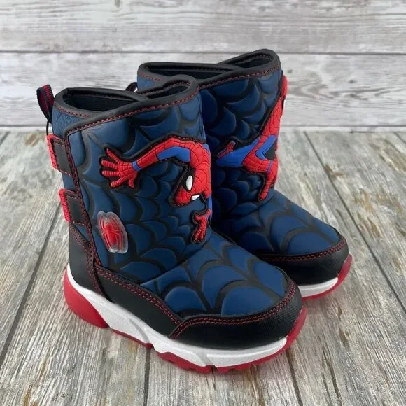 Baby Toddler Boy’s Spider-Man Light Up Winter Snow Boots Shoes Size 7