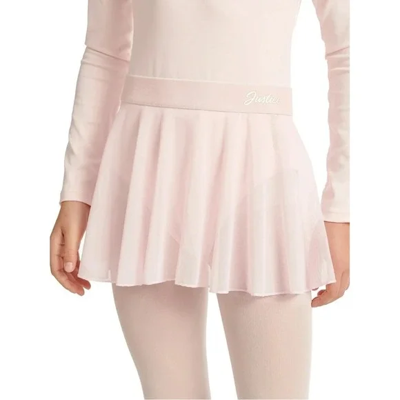 Justice Girls Lightweight Soft Pink Ballet Dance Skirt Mesh Tutu M 10