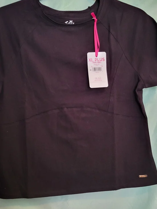 Justice Short Sleeve Tee in Deep Purple with Pink Tag