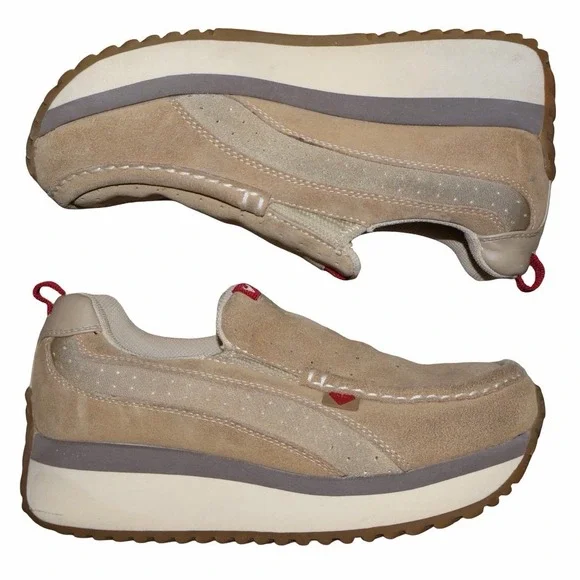 Y2K Roxy Rambler‎ Leather Chunky Platform Slip On Sneakers Womens 8