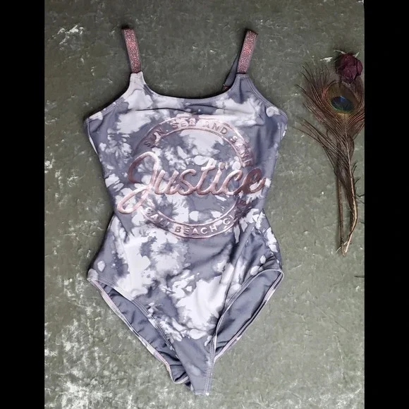 Justice‎ Swimwear Logo Shine Tie Dye Swimsuit