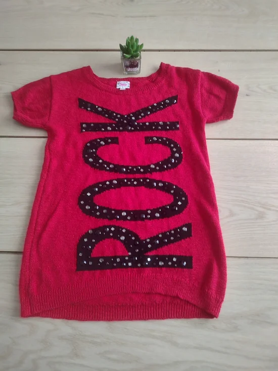 Kids Red Short-Sleeve 'Rock' Knit Top Justice