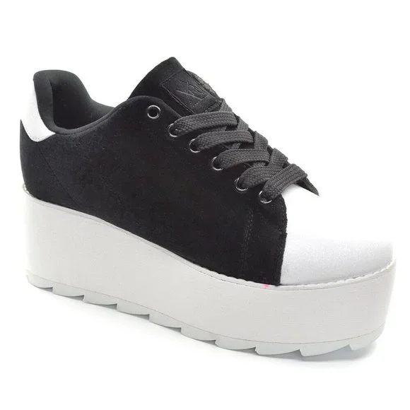 YRU Lala Black Velvet Platform Sneakers 10 / 41 New