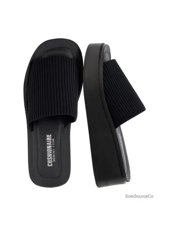 Cushionaire Pim Platform Wedge Sandals Memory Foam Knit Upper Slip On Summer