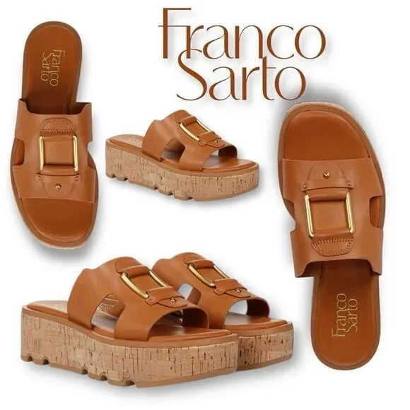 FRANCO SARTO Women’s Hesta Platform Sandals in the Size 9 in Tan Color