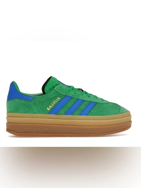 adidas Gazelle Bold Green Blue Gum Suede Sneakers with Blue Stripes NWT