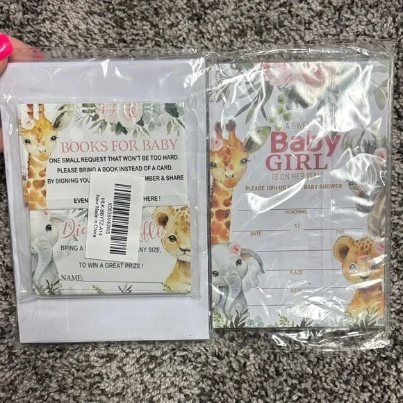 Baby Shower Invitation, books for baby and Diaper Raffle
