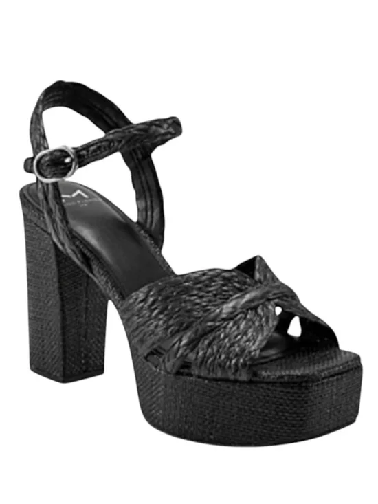 MARC FISHER Chela Espadrille Platform Sandal Black Square Toe Heel Size 11 NEW