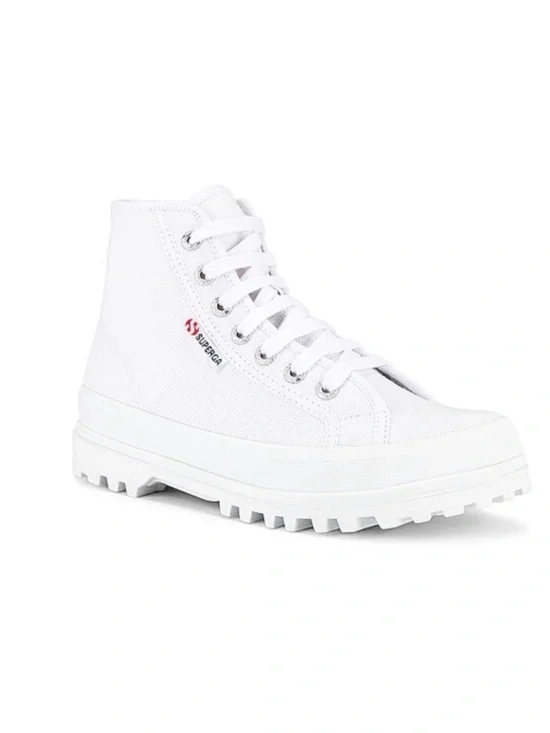 Superga White Canvas High-Top Lug Sole Sneaker