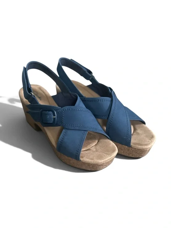Clarks Platform Sandals Denim Blue Size 9