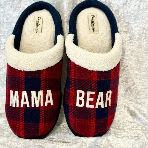 Dearfoams Clog Slippers Women Size: X-Large (11-12) Mama‎ Bear Buffalo Check