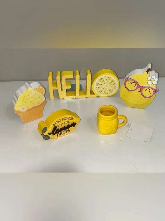 The Spring Shop Ceramic Mini Mug & Yellow Hello Lemon Decor Set