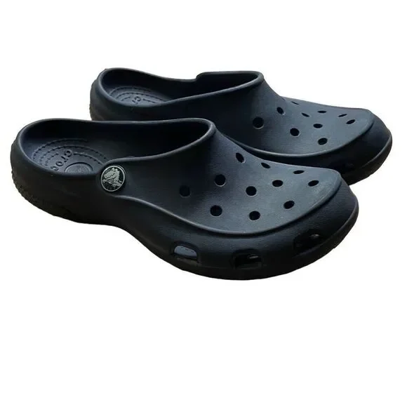 EUC Navy Blue Crocs Feminine Non-Clunky Slip On Clogs - Size W5/J2 - Rare Style!