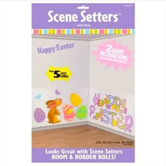 Scene Setters Happy Easter Wall Decorations Add Ons Giant Bunny Eggs 5 Ft