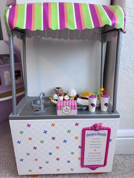 American Girl Campus Snack Cart + Food Accessories