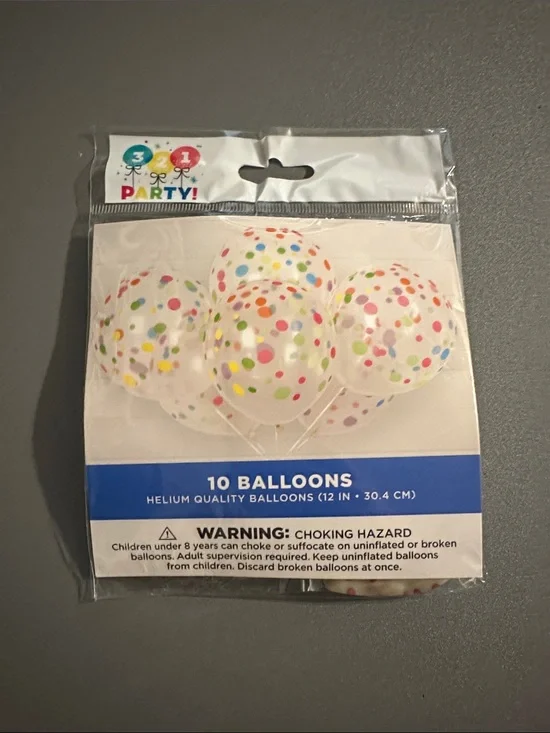 Confetti Dot White Latex Balloons - Pack of 10
