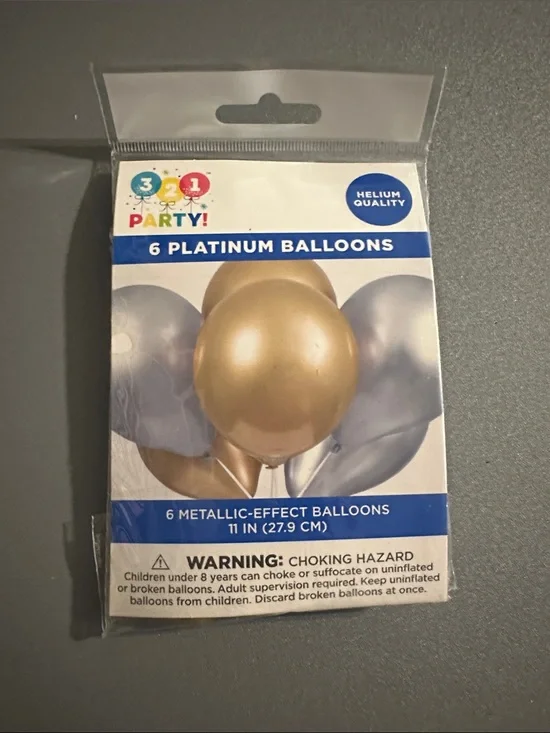 Premium Platinum Metallic Balloons - Gold & Silver - 6 Pack