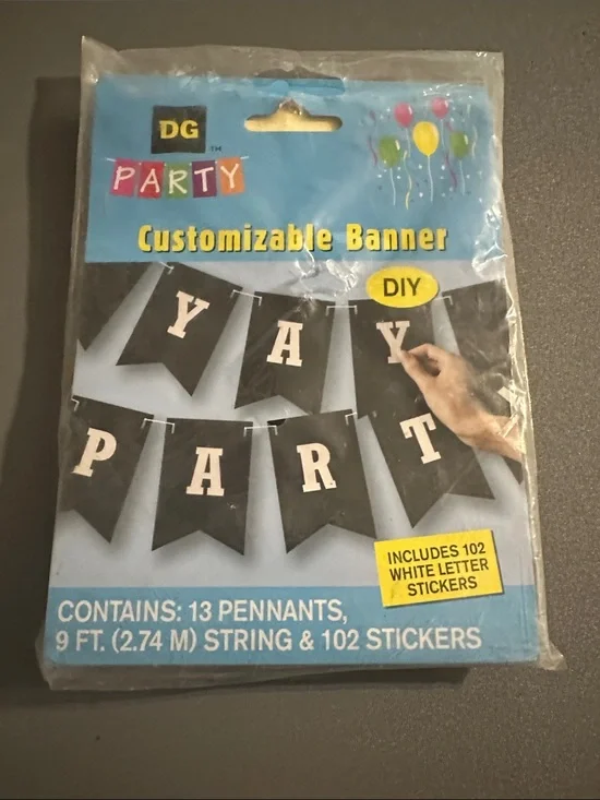 Customizable Black Banner with White Letter Stickers