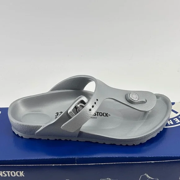 Birkenstock Gizeh EVA Sandals Kids 32 Silver Thong Waterproof New 1003497