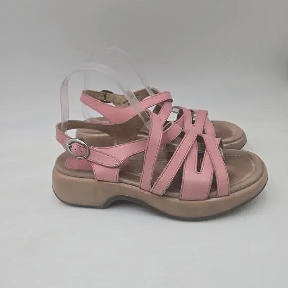 Dansko Y2K Pink Tan Leather Ankle Strap Strappy Sandal Women 9.5 EU 40 Shoe