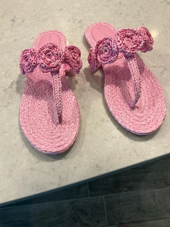 Womans Pink Braided Flower Slide Sandals -  THESE ARE BEAUTIFUL ON  foot WOMANS